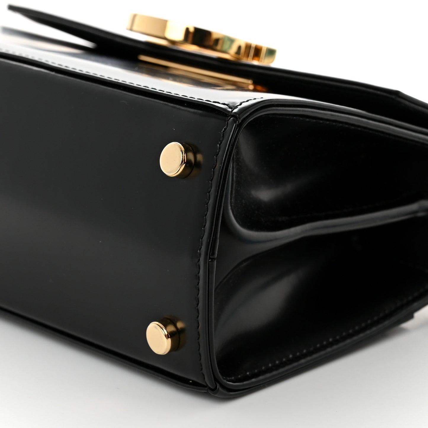 Brushed Off Calfskin Iconic Top Handle Bag Black