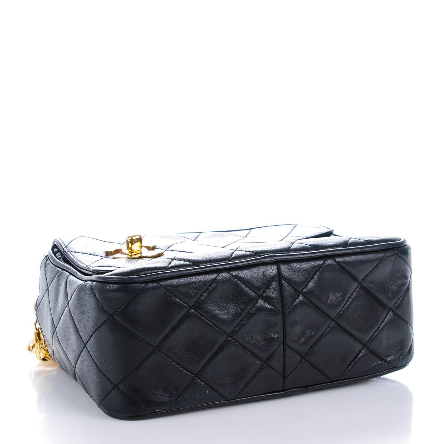 Lambskin Quilted Tassel Camera Case Black