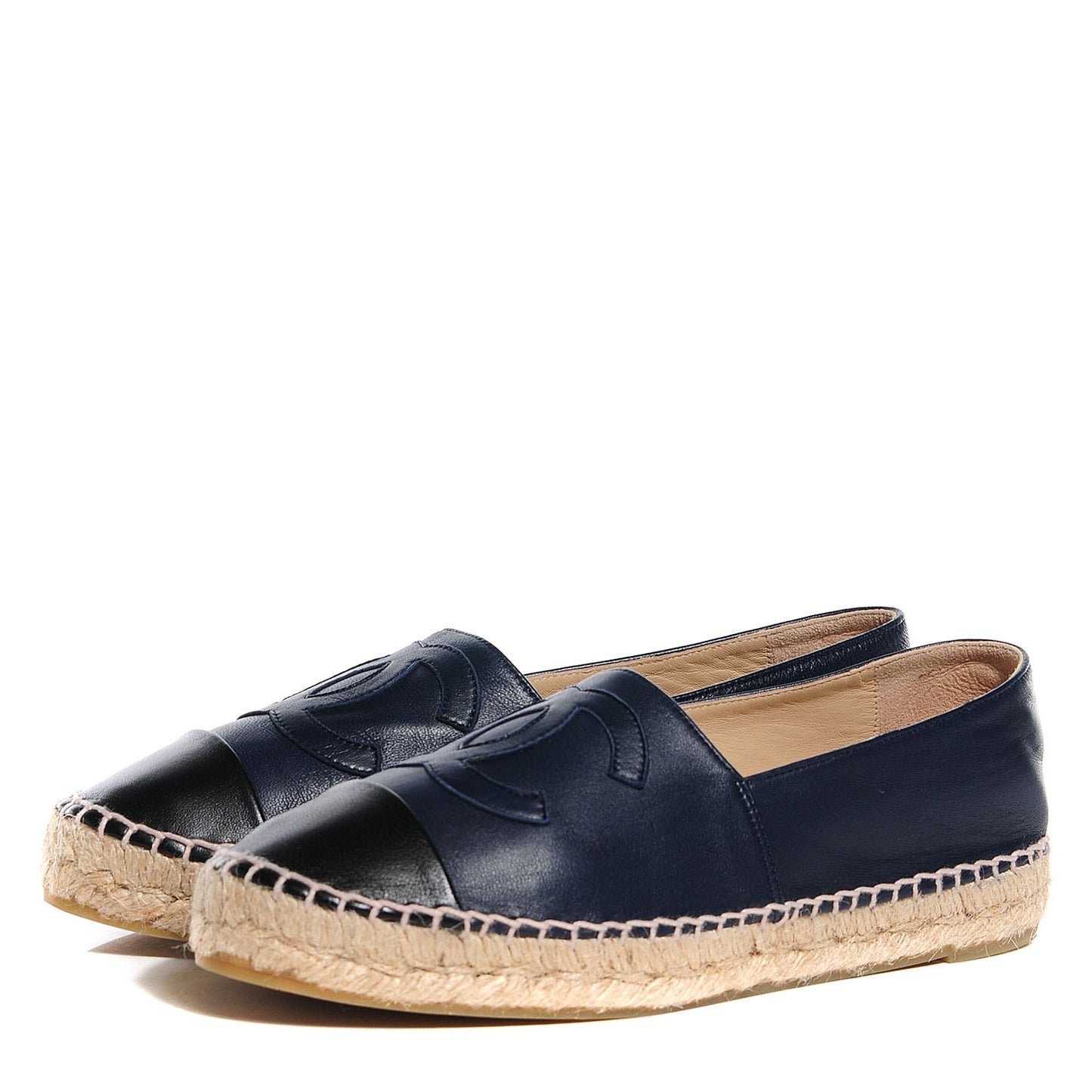 Lambskin Espadrilles 38 Navy Black