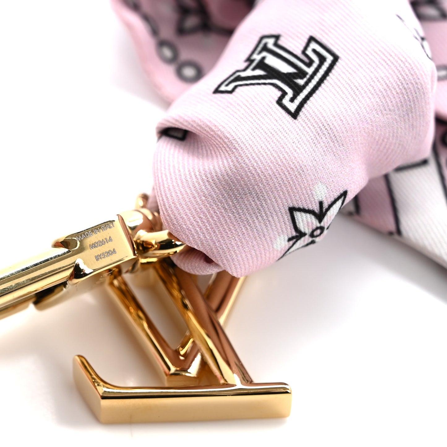 Monogram Bandana Bag Charm Pink