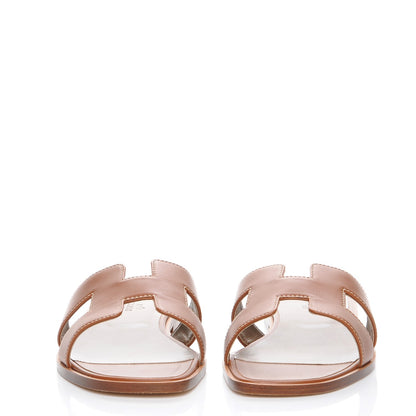Hermes Box Calfskin Oran Sandals 40.5 Gold 2 of 8