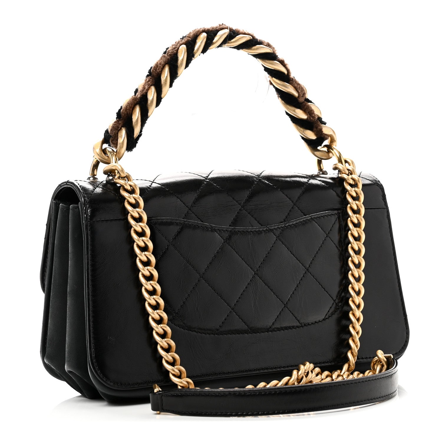 Chanel Iridescent Calfskin Quilted Small Straight Lined Flap Black 3 of 10