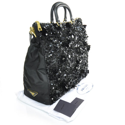 Prada Nylon Sequin Tote Black 5 of 10