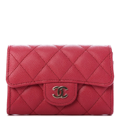 Chanel Caviar Quilted Flap Card Holder Wallet Dark Pink 1 of 9