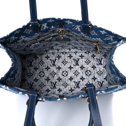 Louis Vuitton Monogram Jacquard Denim Onthego MM Bleu 5 of 8