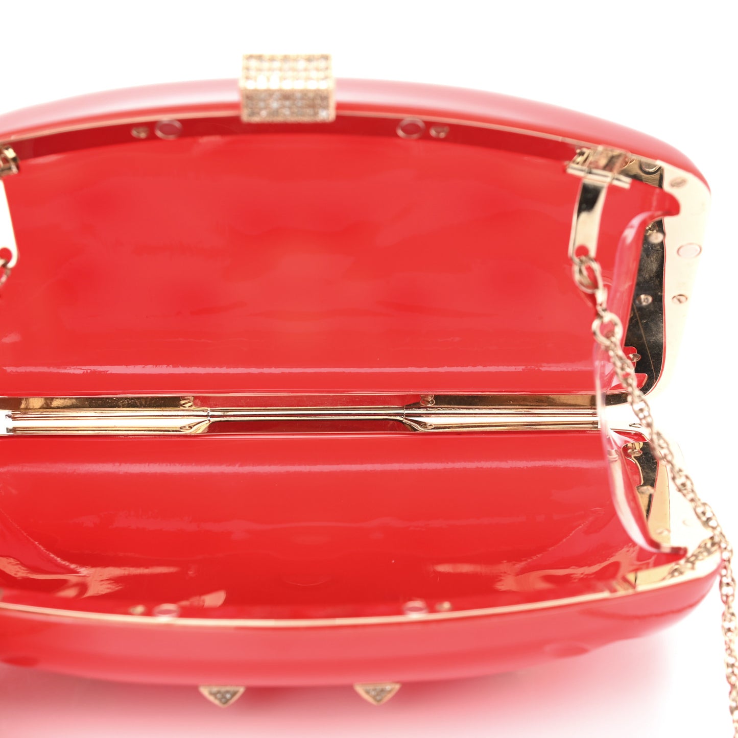 Acrylic Rockstud Minaudiere Clutch Red