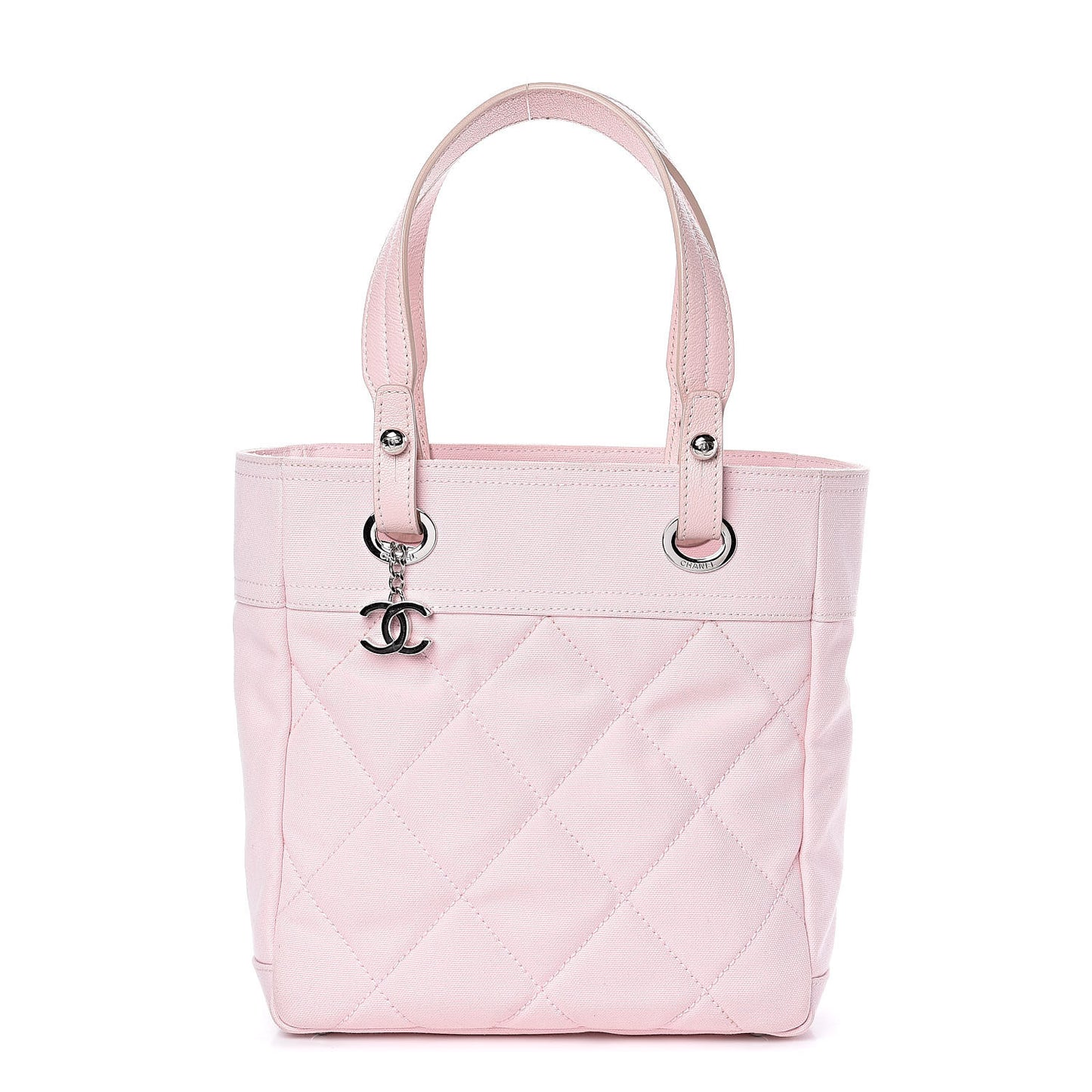 Coated Canvas Quilted Small Paris Biarritz Tote Light Pink