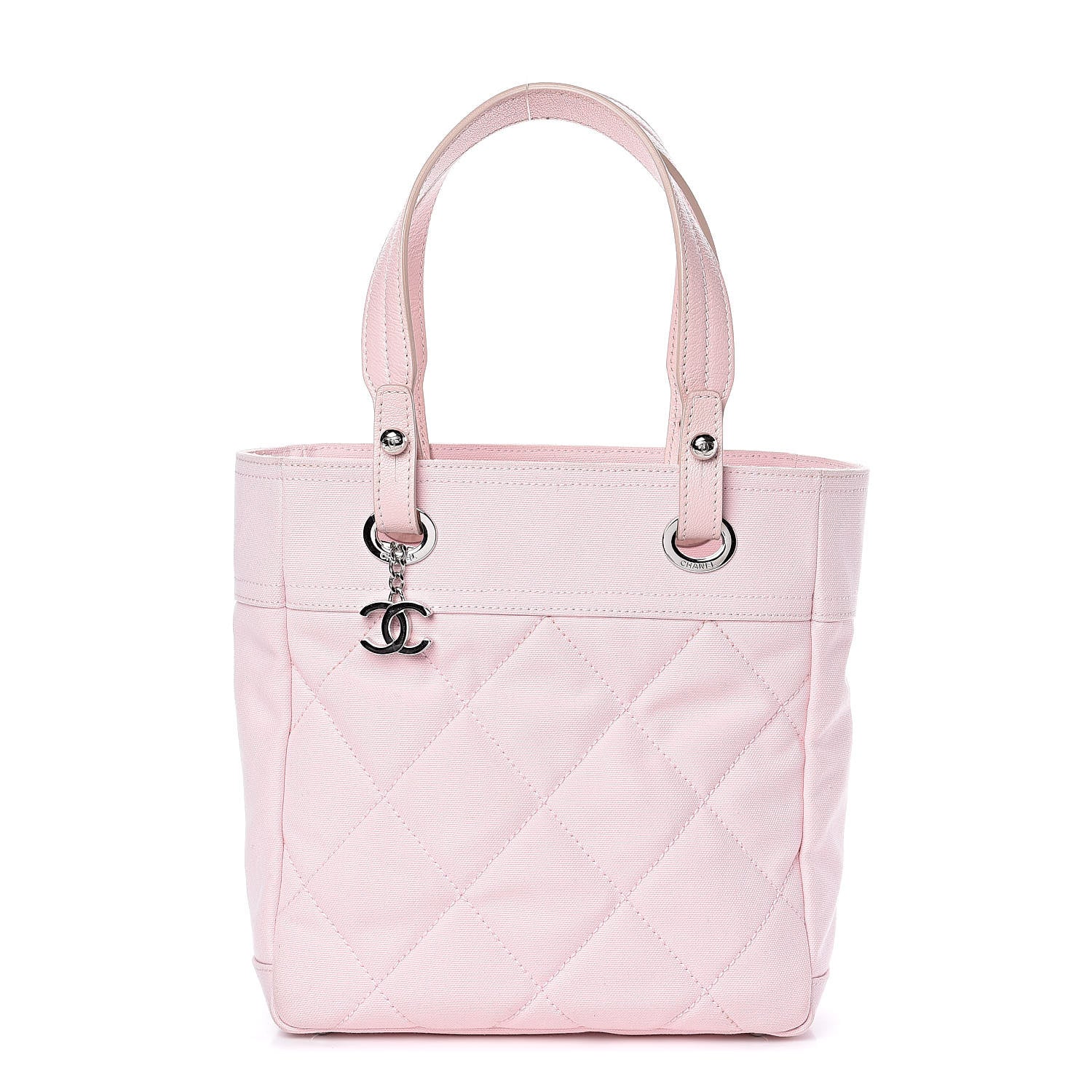 Chanel Coated Canvas Quilted Small Paris Biarritz Tote Light Pink 1 of 9