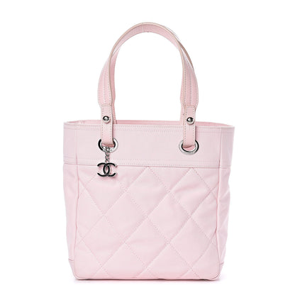 Chanel Coated Canvas Quilted Small Paris Biarritz Tote Light Pink 1 of 9