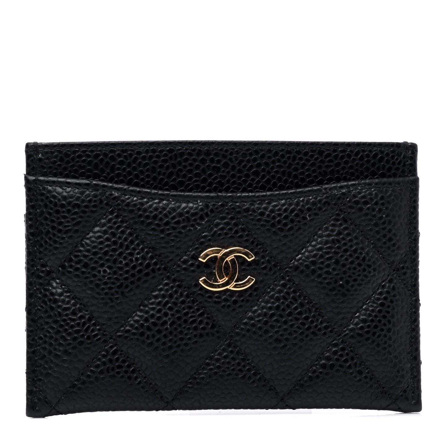 Caviar Quilted Card Holder Black
