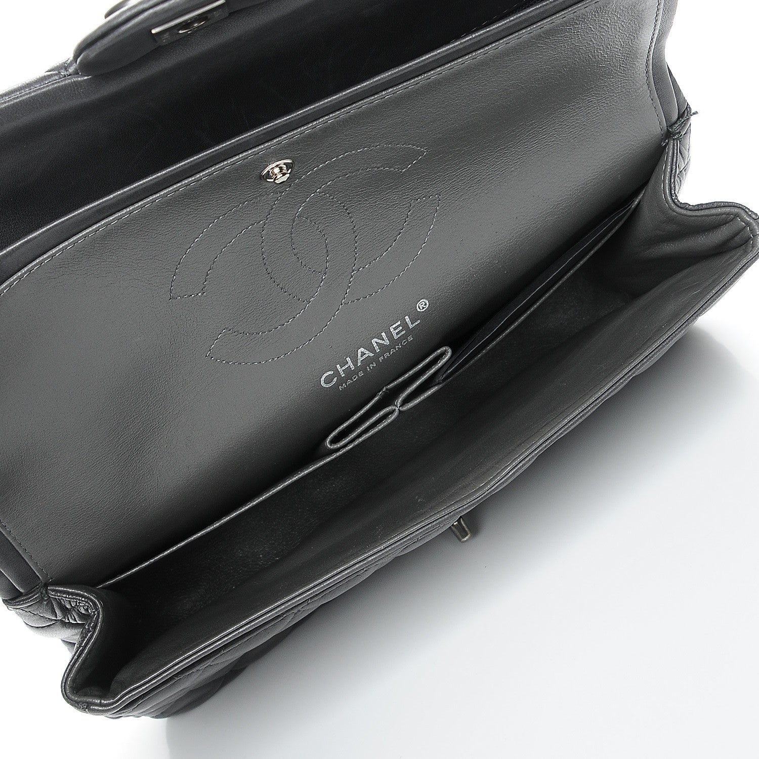 Chanel Lambskin Medium Quilted Double Flap Dark Grey 6 of 9