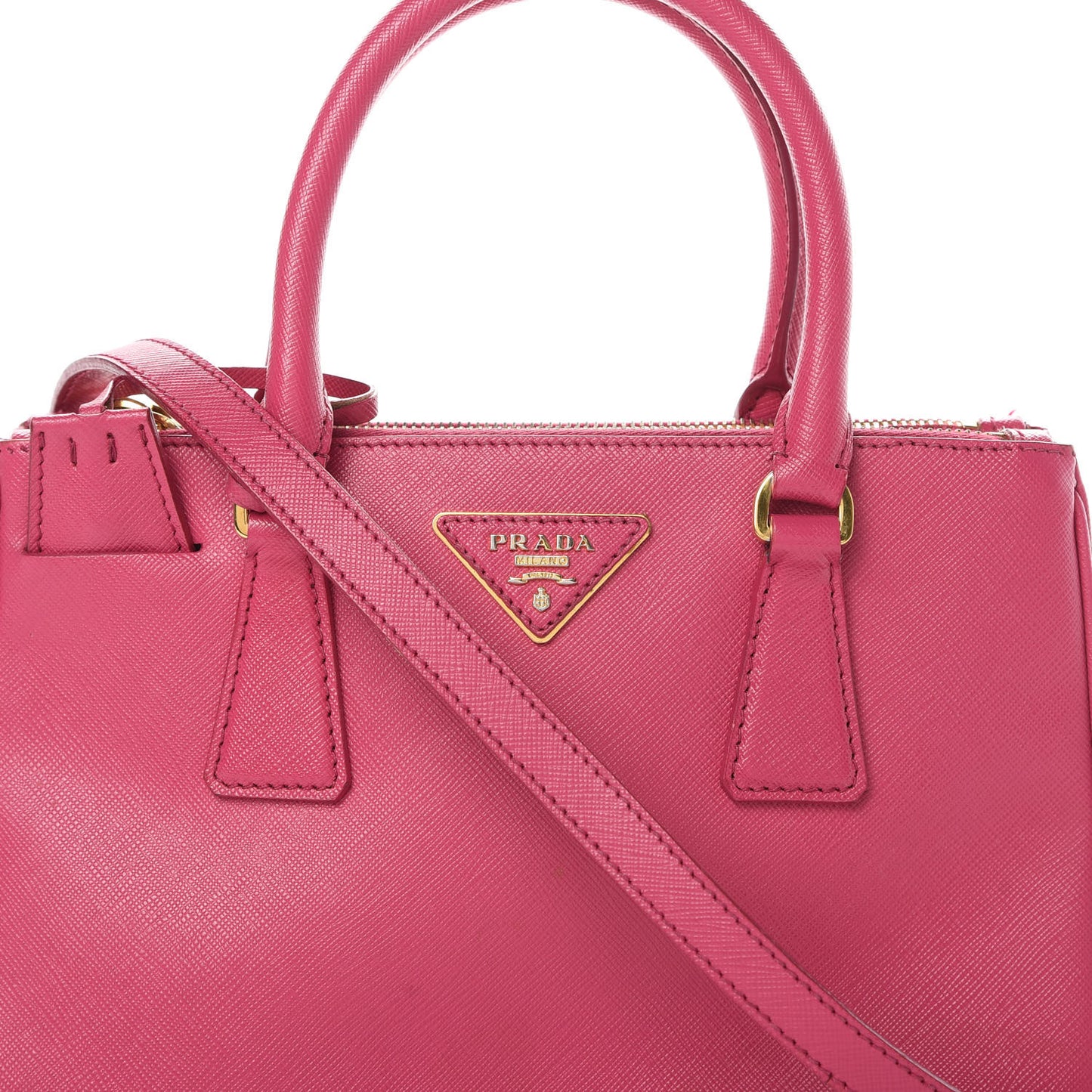 Saffiano Lux Small Galleria Double Zip Tote Fuxia