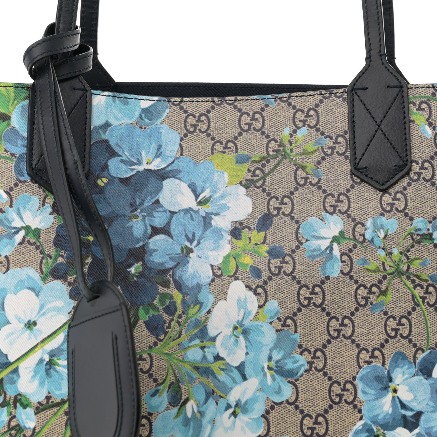 GG Supreme Monogram Blooms Medium Reversible Tote Beige Blue Navy
