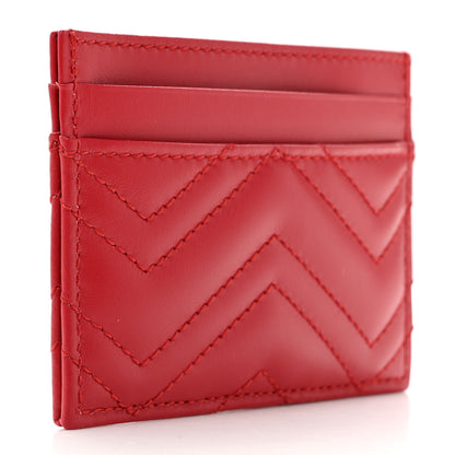 Gucci Calfskin Matelasse GG Marmont Card Holder Hibiscus Red 3 of 7