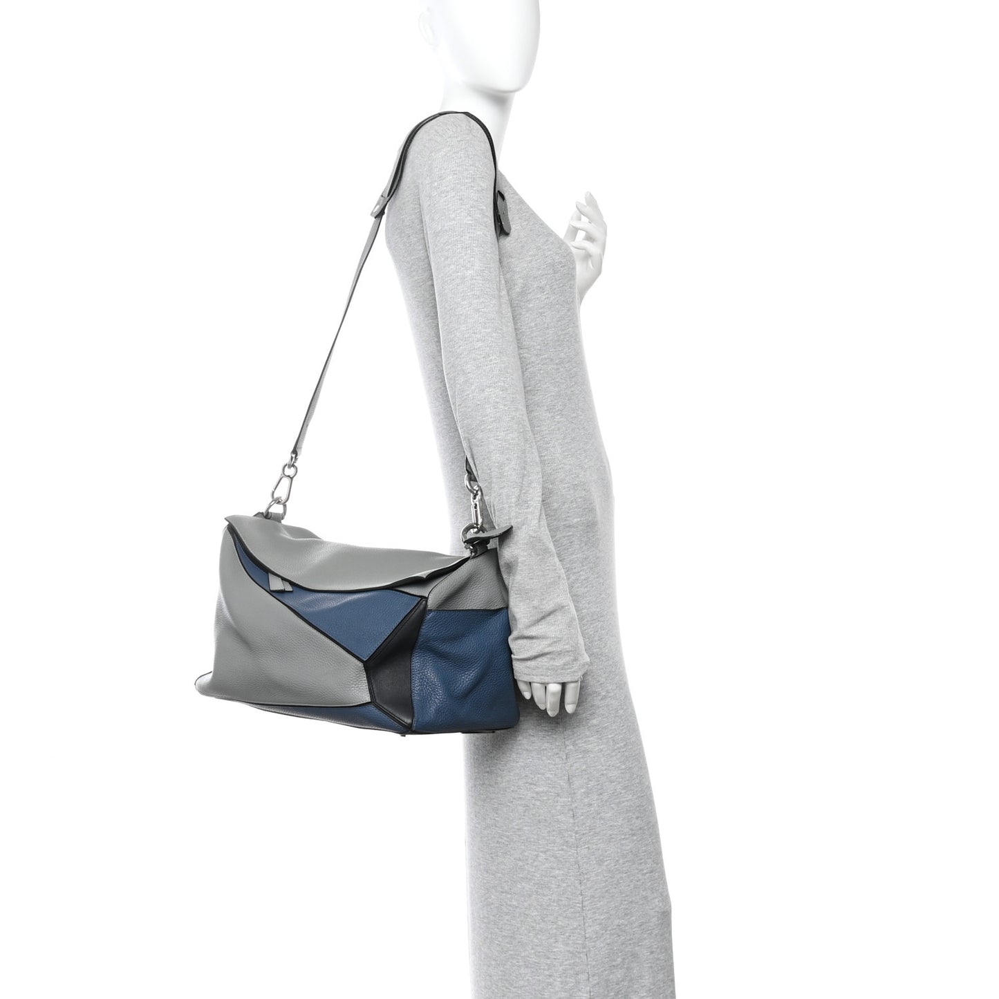Calfskin Puzzle Bag XL Grey Blue