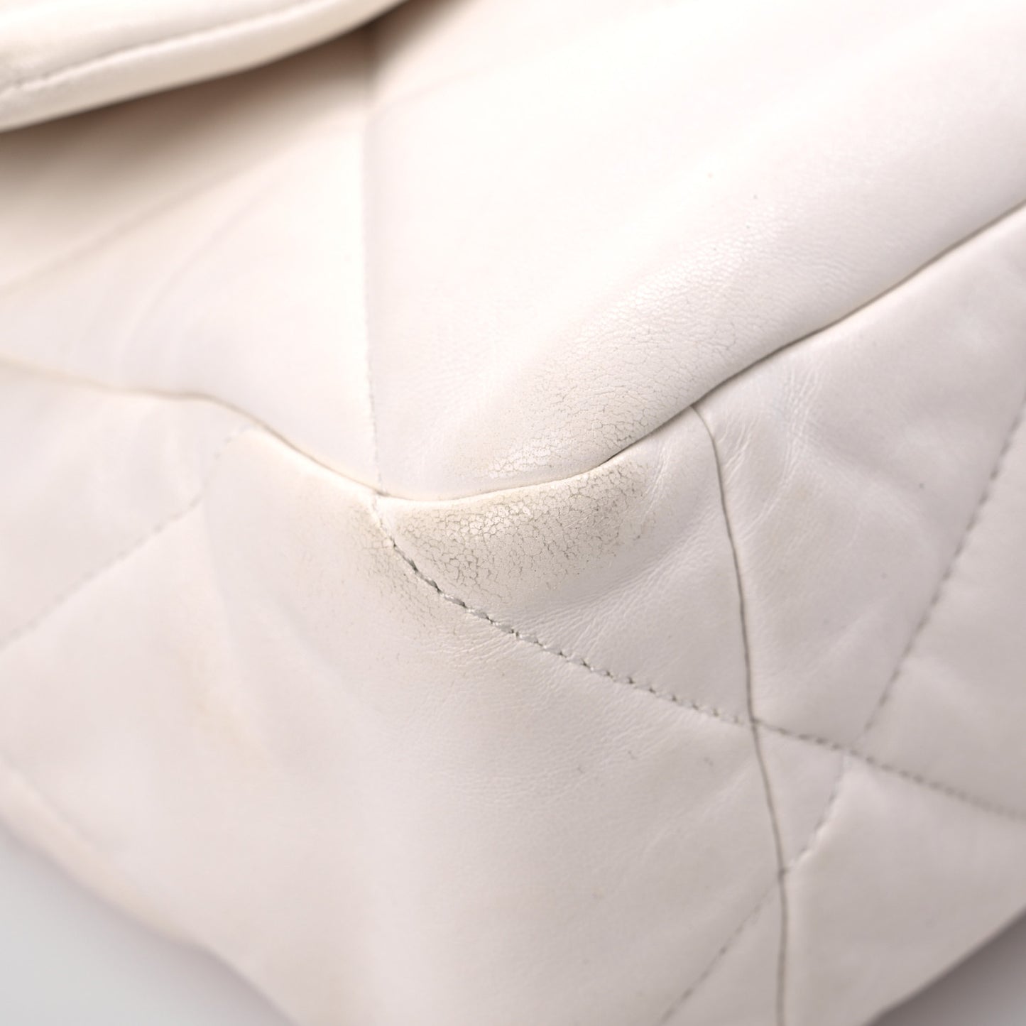 Lambskin Quilted Large Chanel 19 Flap White