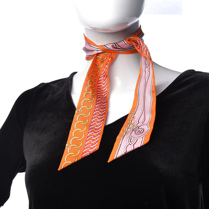 Hermes Silk Maillons Twilly Orange Vieux Rose Gold 2 of 5