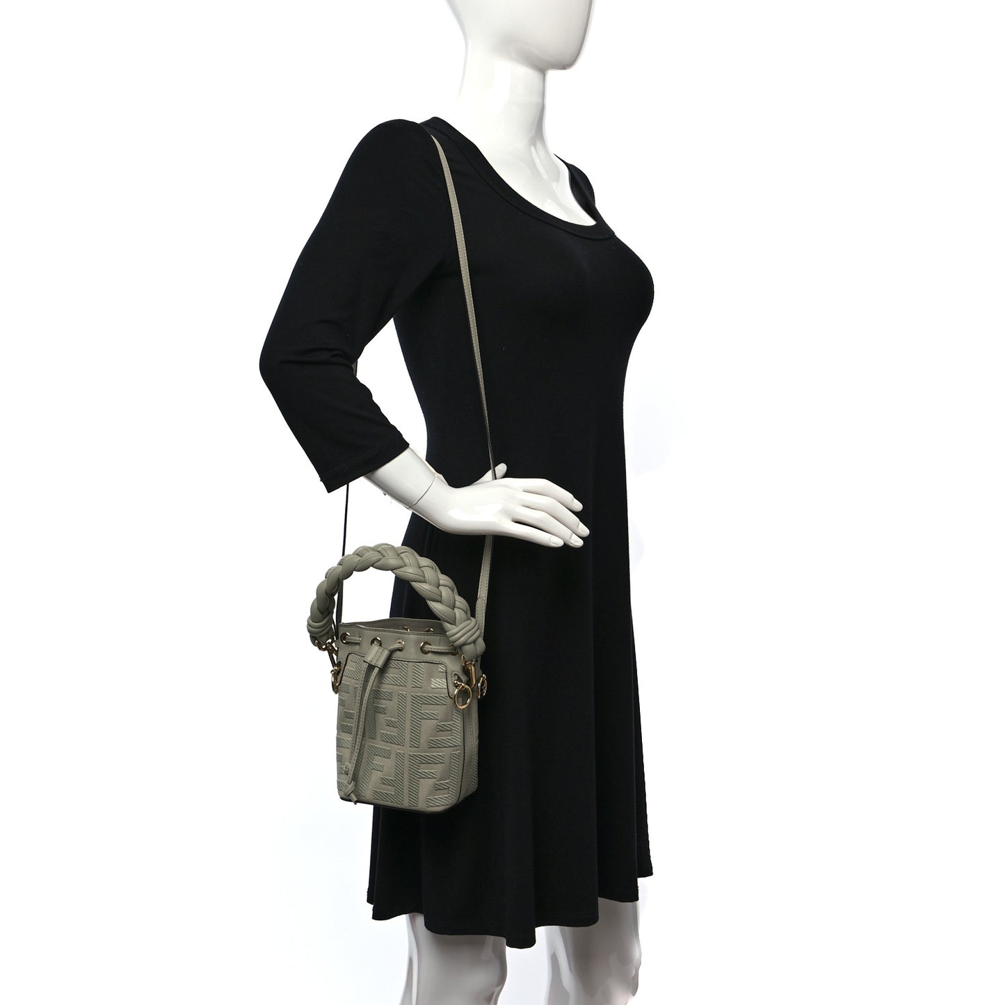 Canvas Vitello Grace F is Fendi FF Embroidered Mini Mon Tresor Bucket Bag Green Tea