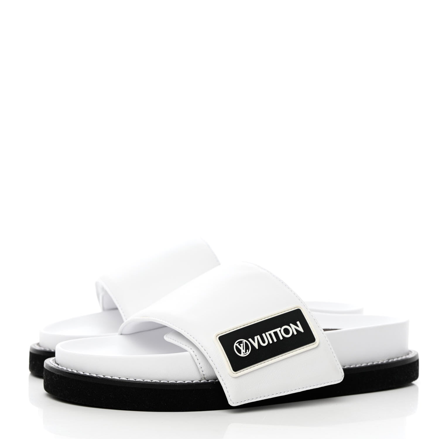 Louis Vuitton Calfskin Sunset Flat Mule Sandals 37 White 6 of 18