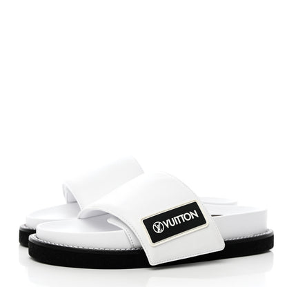 Louis Vuitton Calfskin Sunset Flat Mule Sandals 37 White 6 of 18