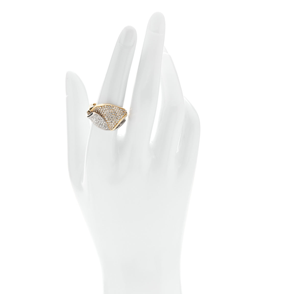 18K Yellow White Gold Diamond 2.27ctw Pave Cocktail Ring 55 7.25