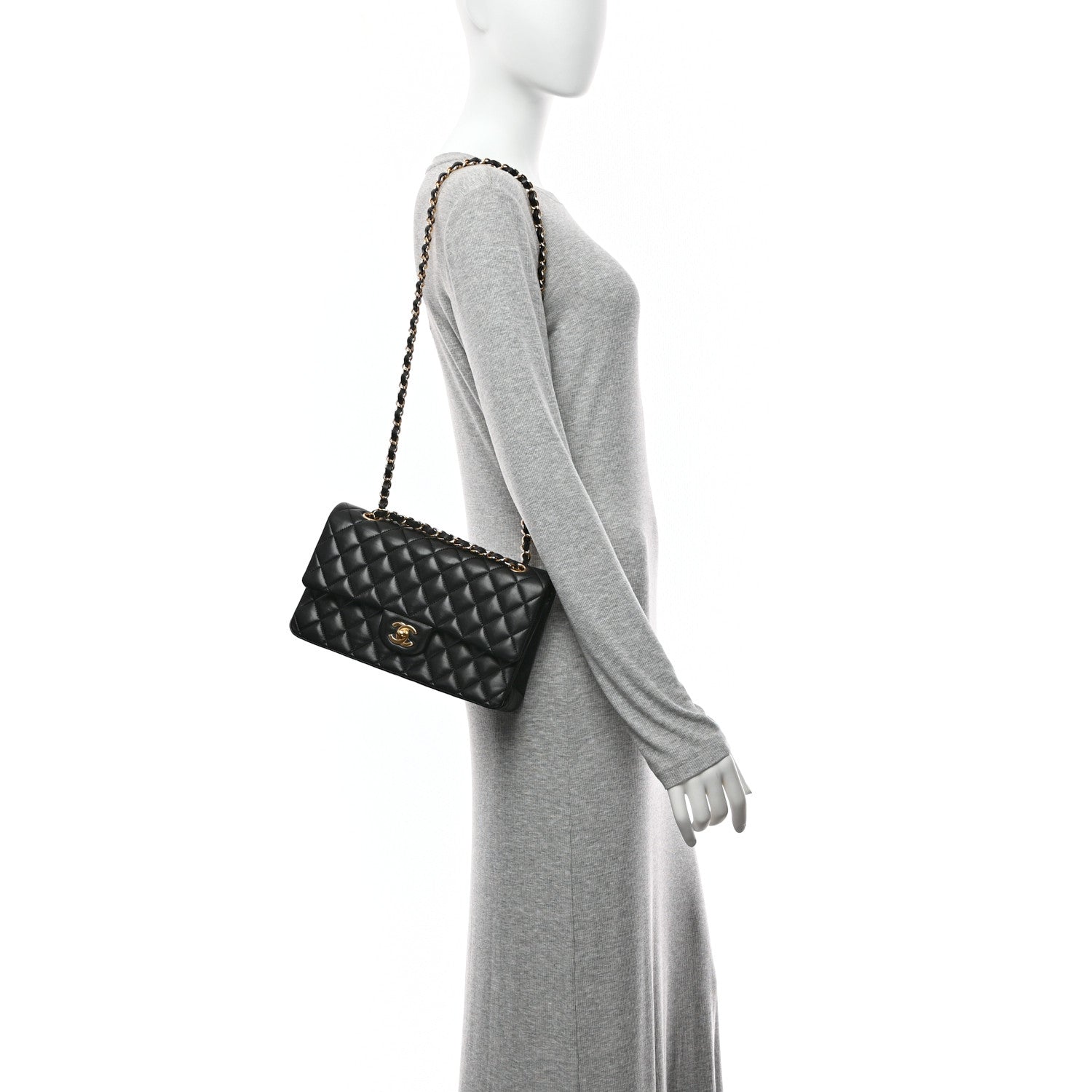 Chanel Lambskin Quilted Medium Double Flap Black 2 of 10