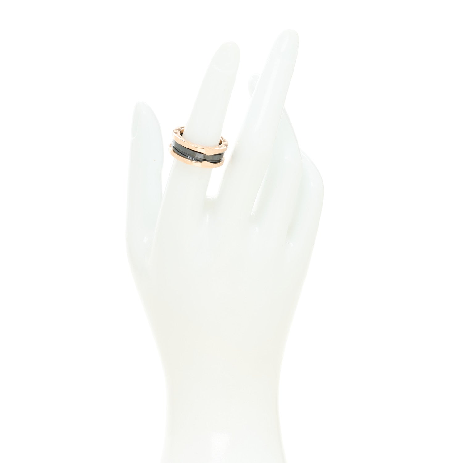 Bulgari 18K Rose Gold Black Ceramic B.Zero1 Two-Band Ring 53 6.25 2 of 8