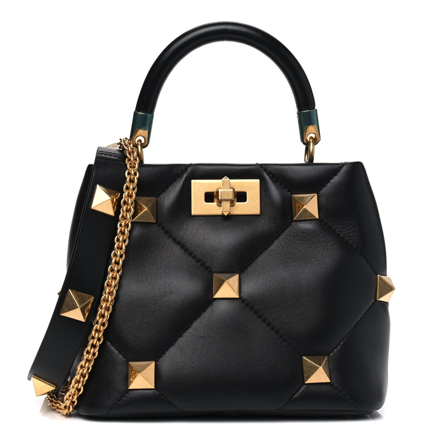Valentino Garavani Nappa Small Roman Stud The Handle Bag Black 1 of 4
