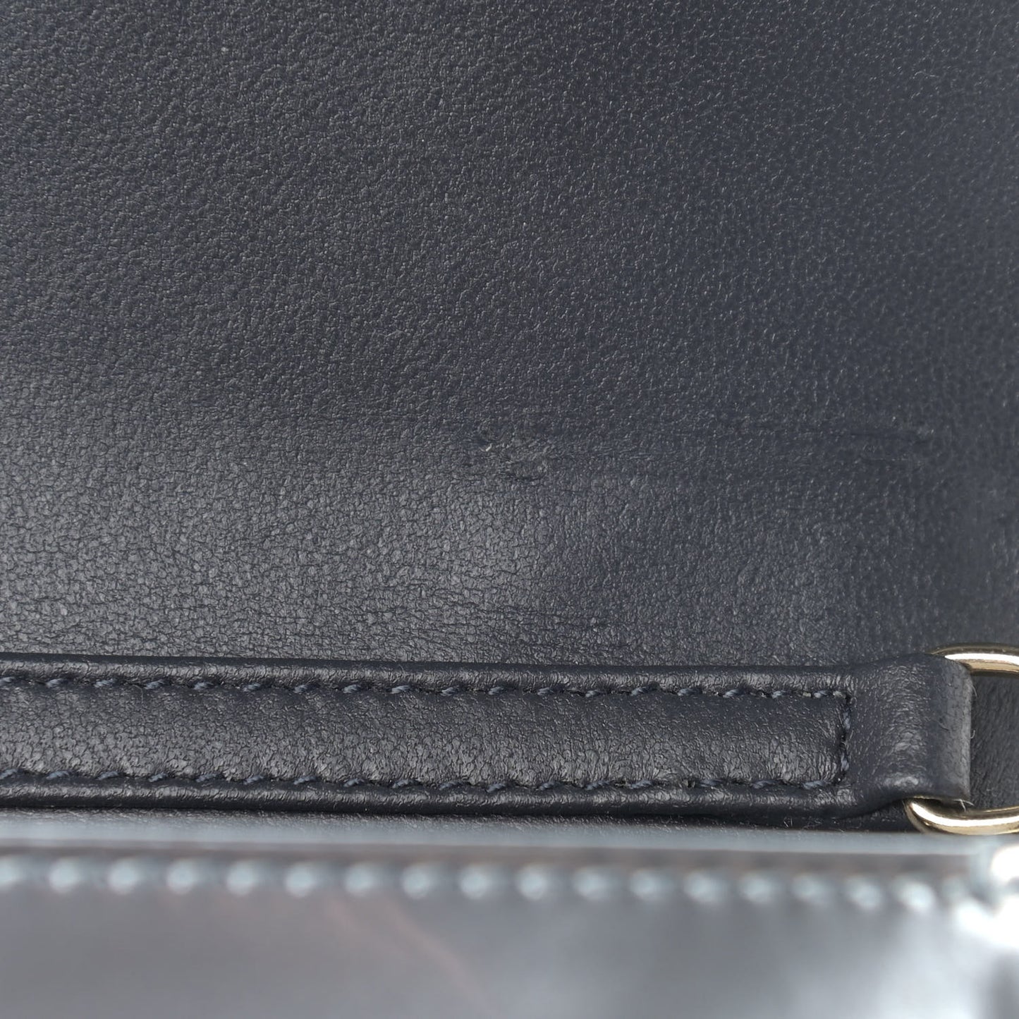 Metallic Patent Micro-Cannage Mini Diorama Flap Bag Silver