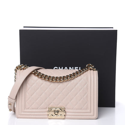 Chanel Iridescent Caviar Quilted Medium Boy Flap Light Beige 11 of 11