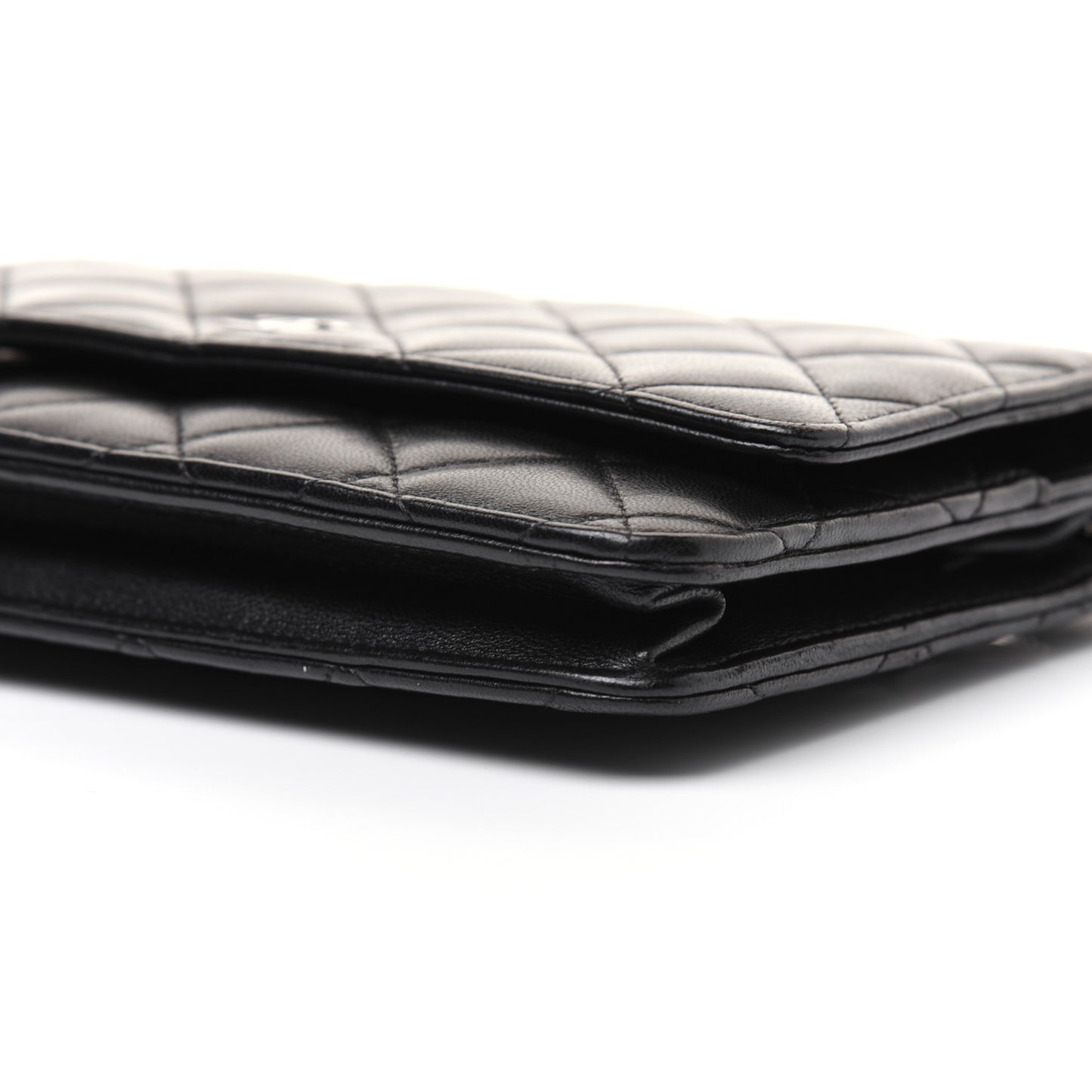 Lambskin Quilted Wallet On Chain WOC Black