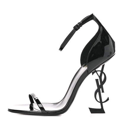 Saint Laurent Patent Calfskin Opyum 110 Sandals 40.5 Black 1 of 8