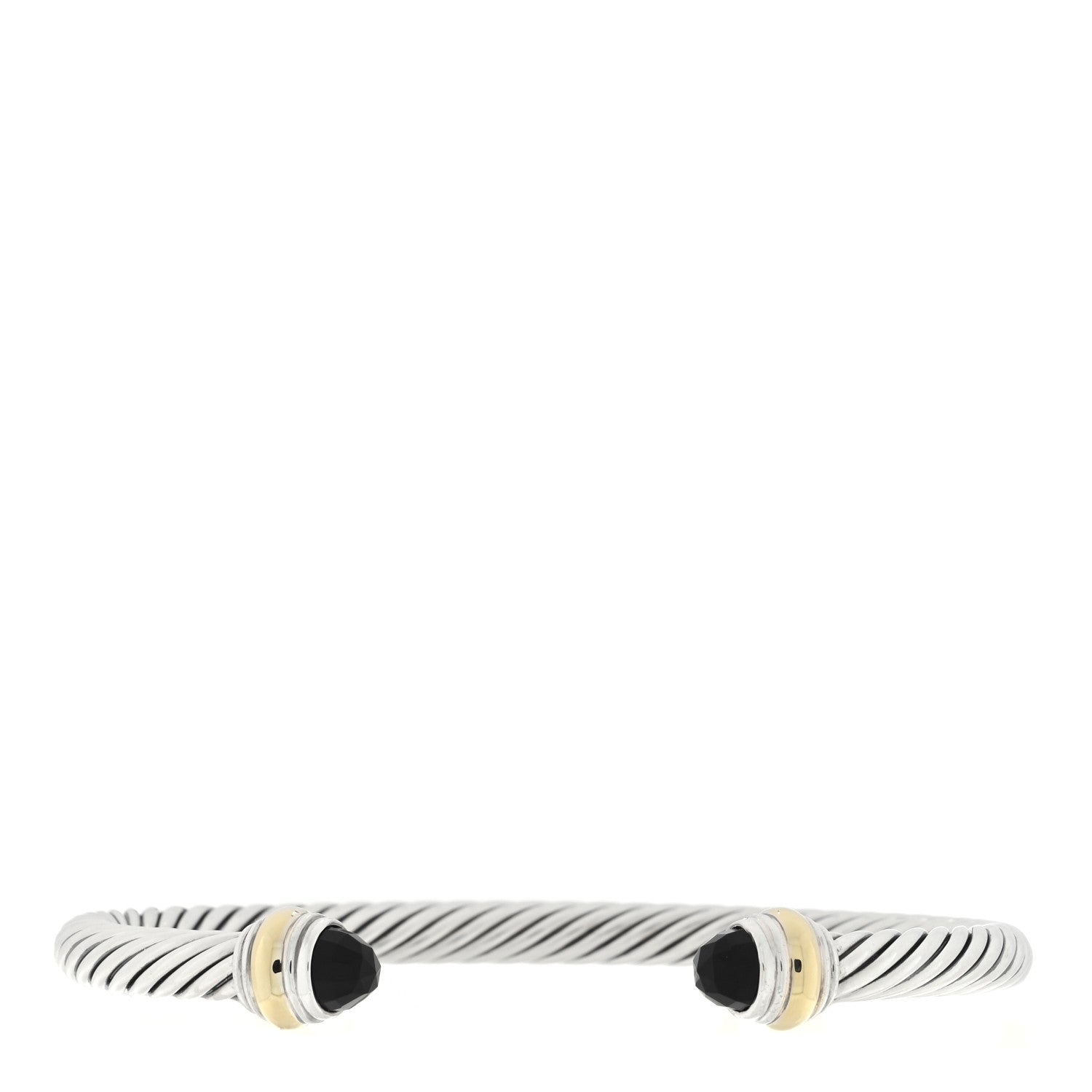 David Yurman Sterling Silver 14K Yellow Gold Black Onyx 5mm Cable Classics Petite Color Bracelet 1 of 3