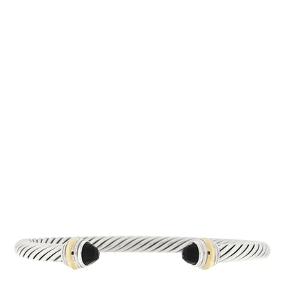 David Yurman Sterling Silver 14K Yellow Gold Black Onyx 5mm Cable Classics Petite Color Bracelet 1 of 3