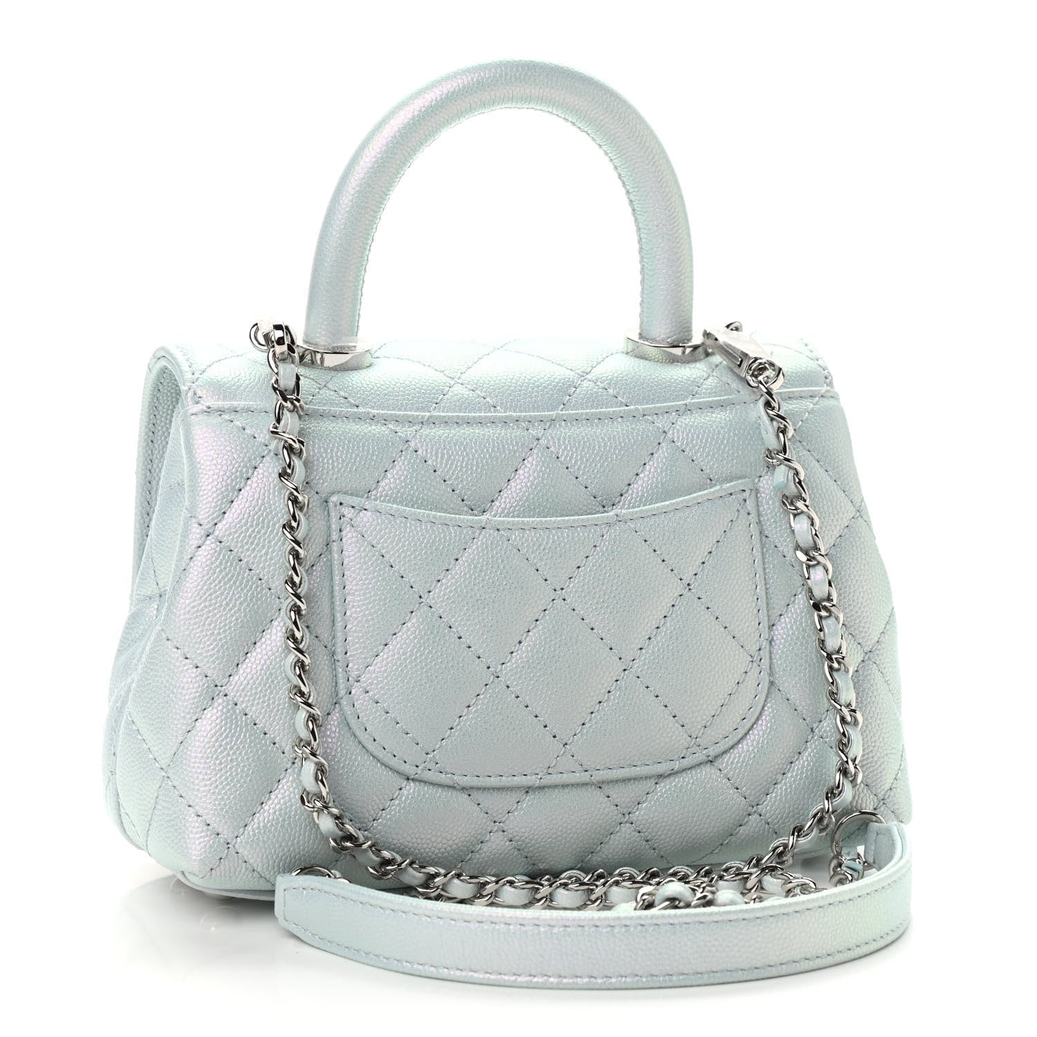 Chanel Iridescent Caviar Quilted Extra Mini Coco Handle Flap Light Blue 2 of 8
