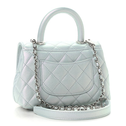 Chanel Iridescent Caviar Quilted Extra Mini Coco Handle Flap Light Blue 2 of 8