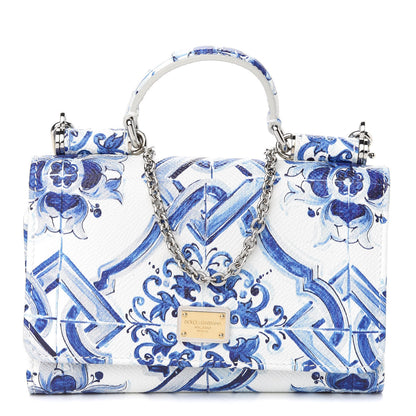Dolce & Gabbana Dauphine Majolica Printed Mini Sicily Von Bag White Blue 1 of 10
