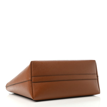 Prada Saffiano Cuir Shopping Tote Cognac Black 3 of 4