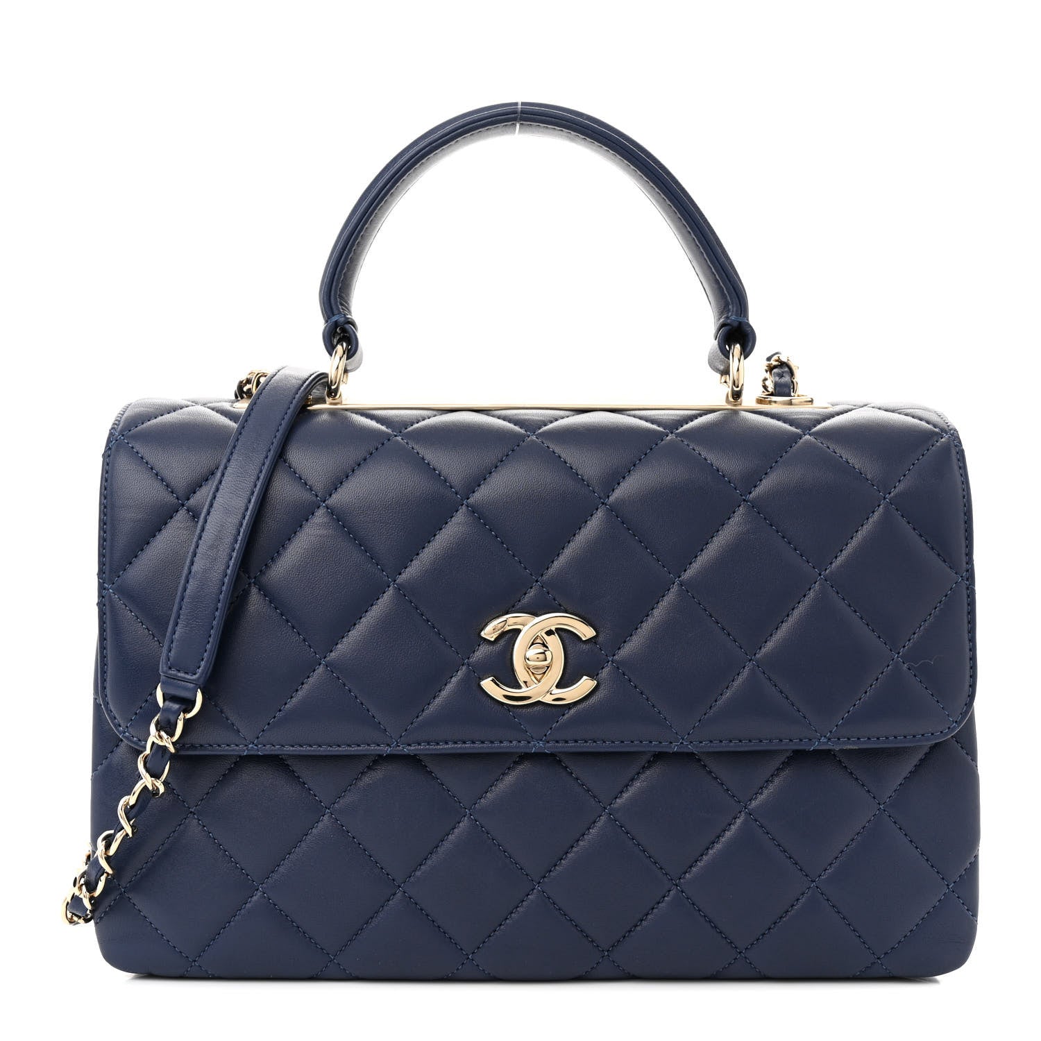Chanel Lambskin Quilted Medium Trendy CC Flap Dual Handle Bag Blue 1 of 11
