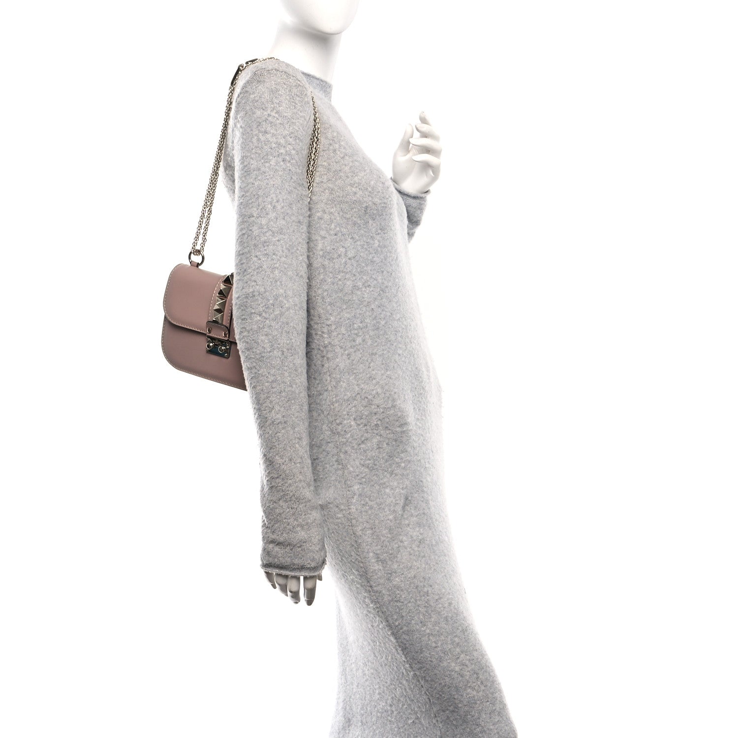 Valentino Garavani Vitello Small Glam Lock Rockstud Flap Poudre 2 of 9
