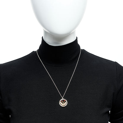 Tiffany Sterling Silver 18K Yellow Gold Garnet Leaf Pendant Necklace 2 of 5