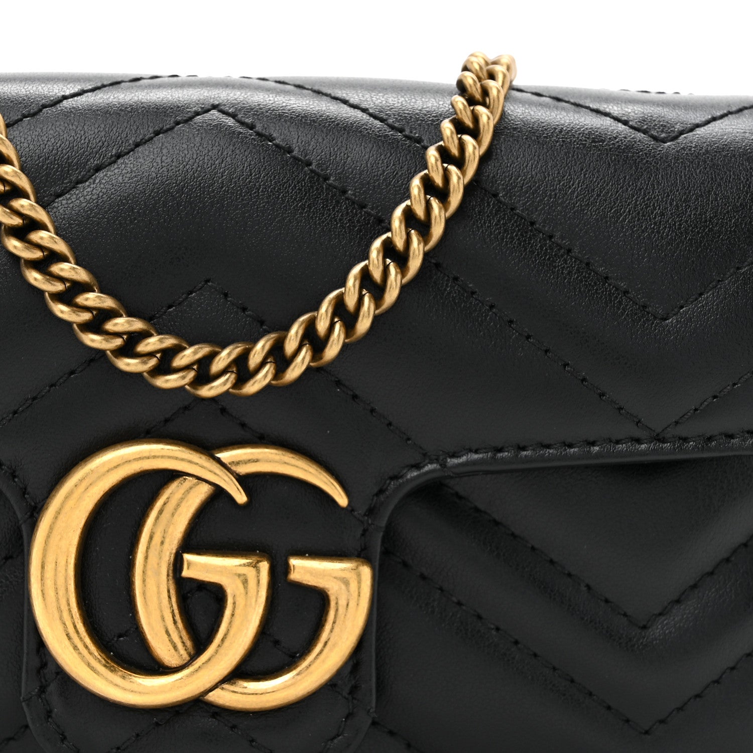 Gucci Calfskin Matelasse Super Mini GG Marmont Shoulder Bag Black 8 of 10