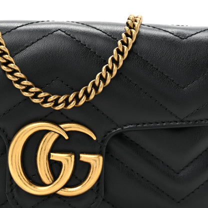 Gucci Calfskin Matelasse Super Mini GG Marmont Shoulder Bag Black 8 of 10