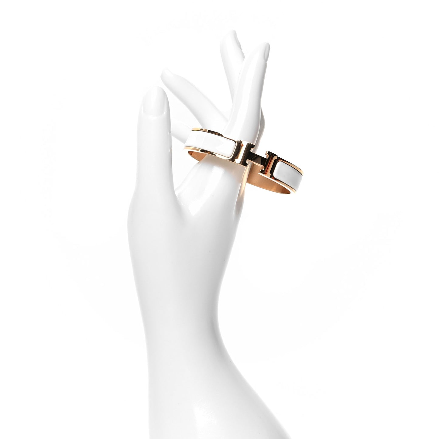 Enamel Narrow Clic Clac H Bracelet PM White
