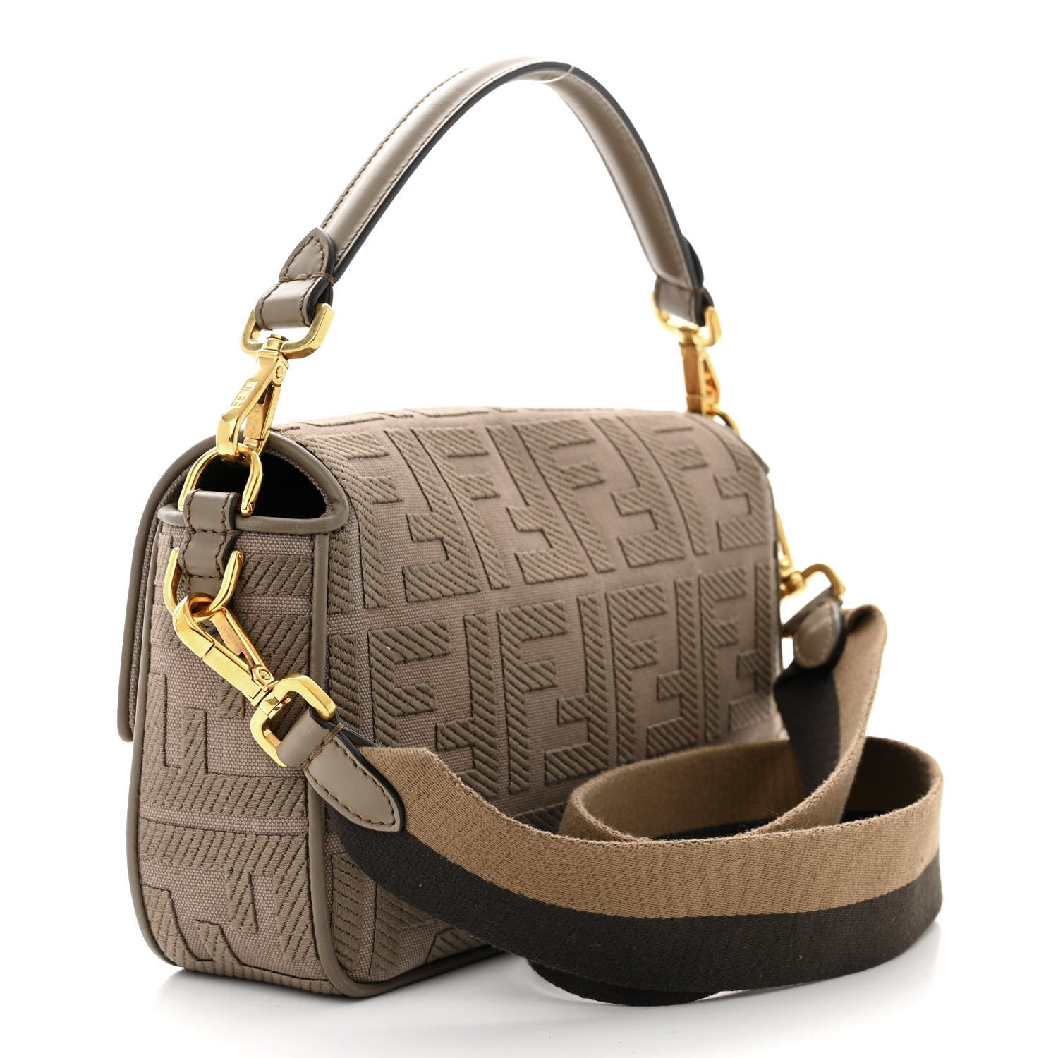 Fendi Canvas Vitello King FF Embroidered Baguette Nuvola 3 of 11