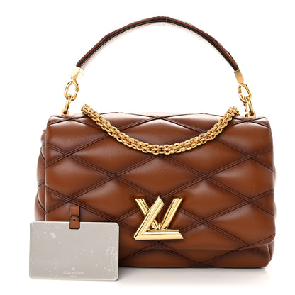 Louis Vuitton Lambskin Malletage Top Handle GO-14 MM Tan 10 of 10