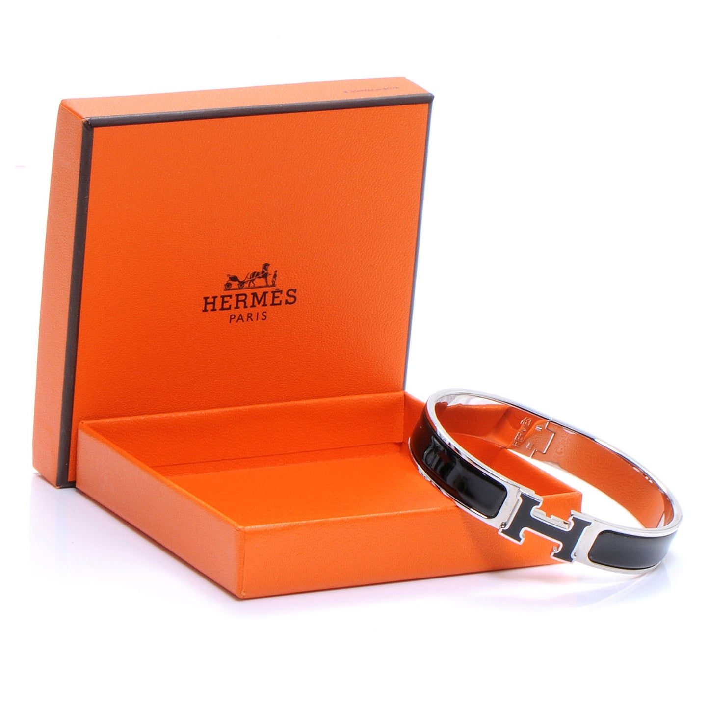 Enamel Narrow Clic Clac H Bracelet PM Black