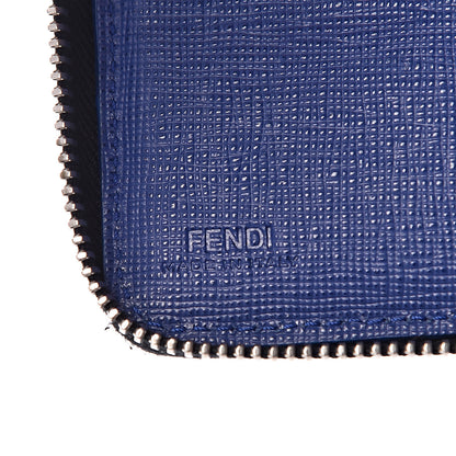 Fendi Vitello Elite Flamingo Mink Karlito Studded Zip Around Chain Wallet Black White Plaster 6 of 7