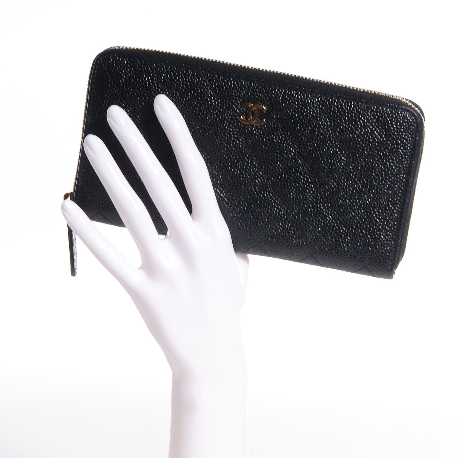 Chanel Caviar Quilted Large Gusset Zip Around Wallet Black 2 of 7
