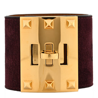 Hermes Veau Doblis Suede Kelly Dog Extreme Bracelet S Prune 1 of 3